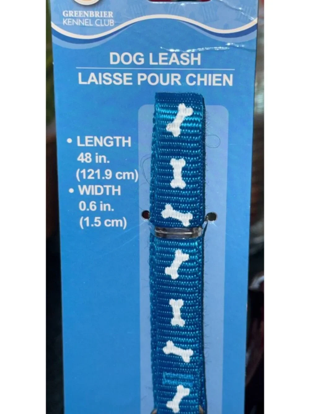 Greenbrier Kennel Club Dog Leash Blue With Bone Pattern